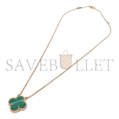 VAN CLEEF ARPELS 18K GOLD VINTAGE ALHAMBRA PENDANT MALACHITE NECKLACE VCARO9VA00 VAN CLEEF ARPELS 18K GOLD VINTAGE ALHAMBRA PENDANT MALACHITE NECKLACE VCARO9VA00